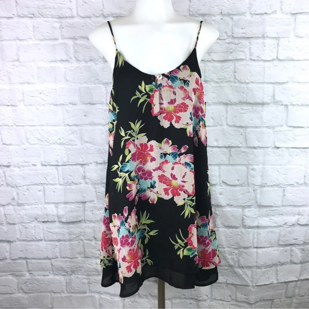 Lucy love floral gabby mini dress black pink red blue green